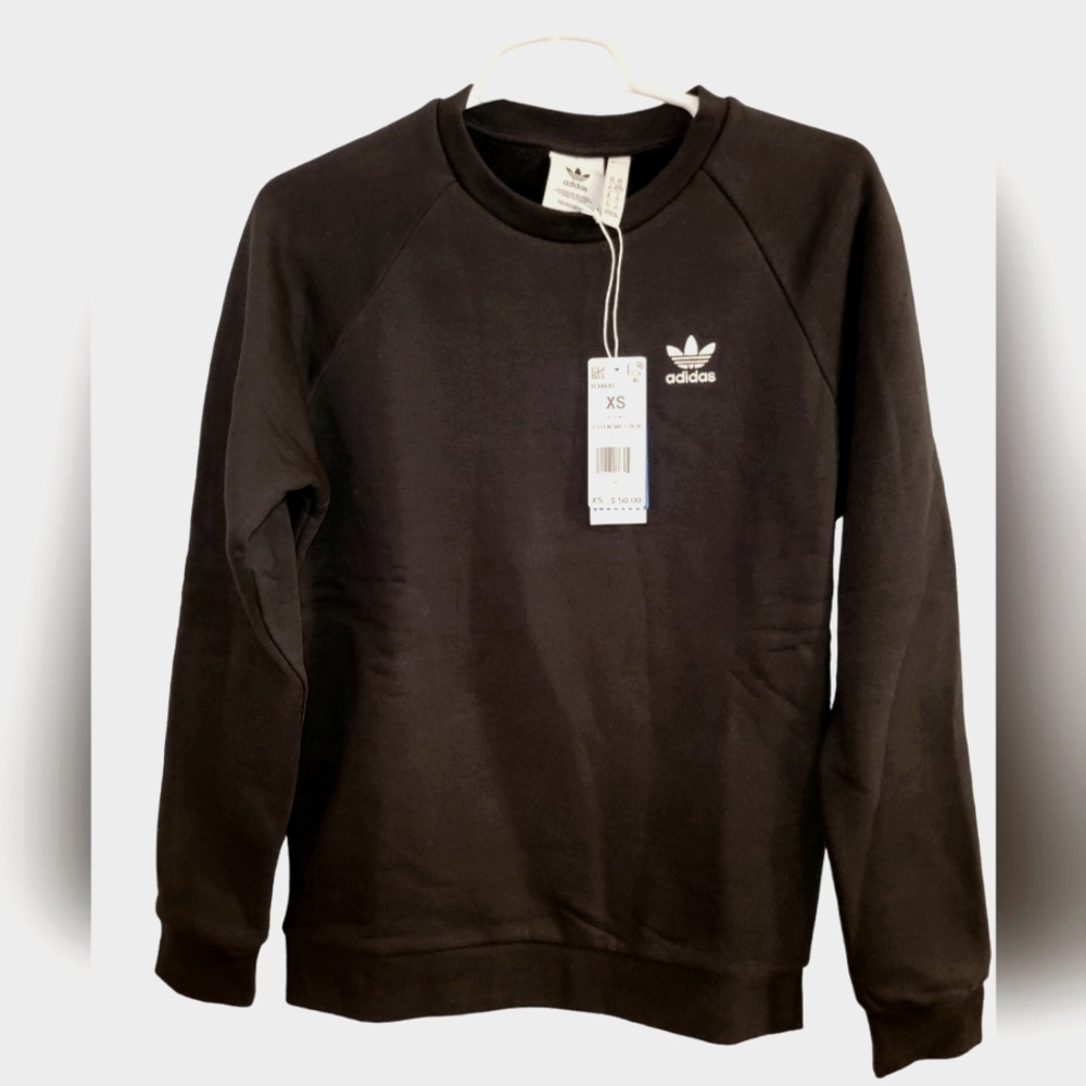 NWT Black Adidas Crewneck Sweatshirt Mens XS